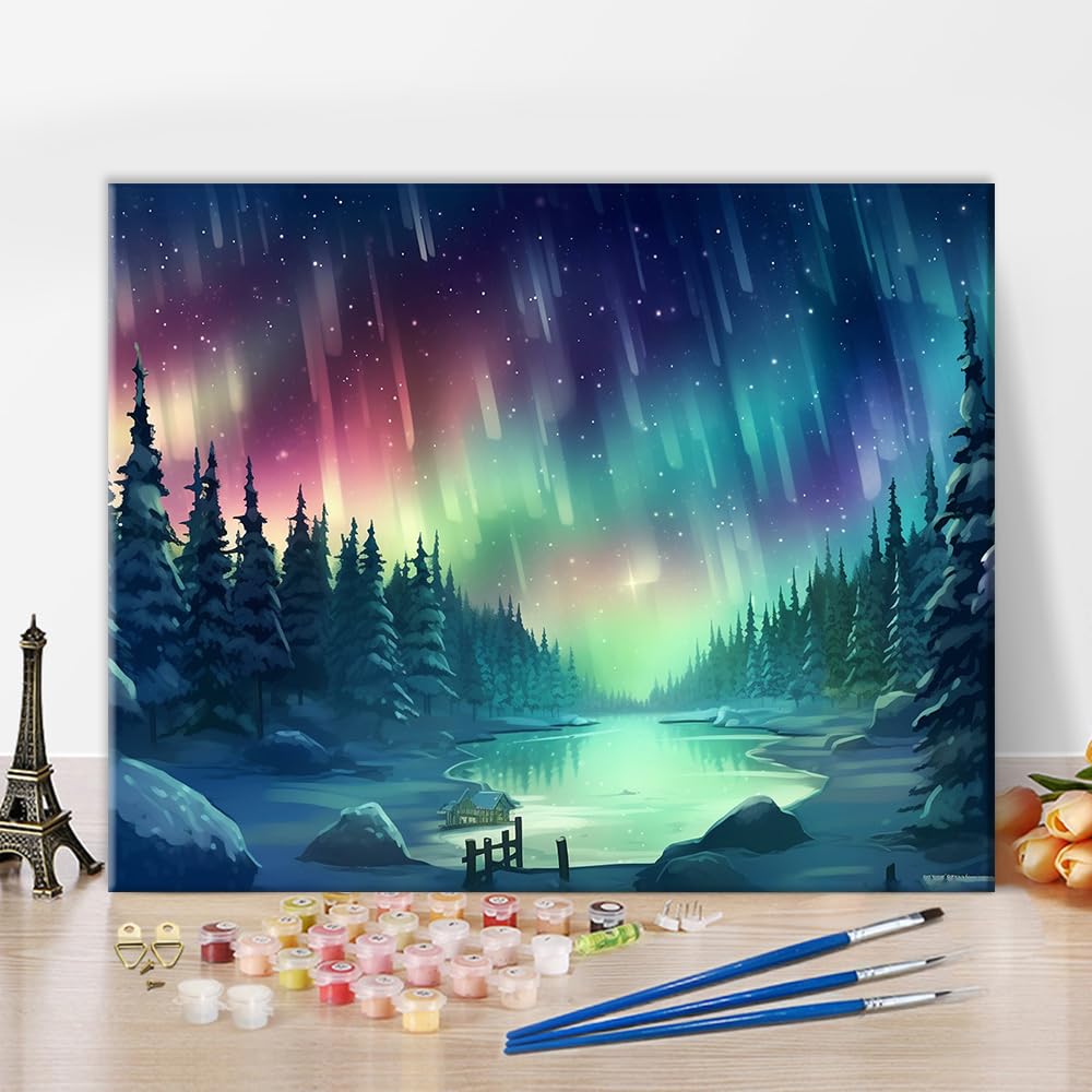 Kit Peinture Paysage Kit Peinture Par Numéros TISHIRON Aurora - Toile  40x50cm Sans Cadre - Paysage Moderne Pour Adultes Débutants Peinture  Acrylique Débutant Décoration, image size:1000x1000