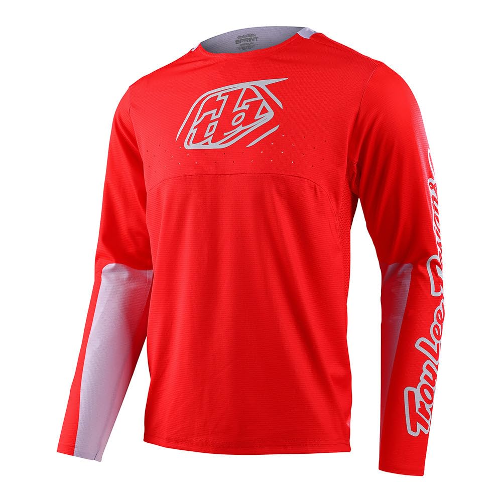 Troy Lee Designs Long Sleeve Sprint Adult Mountain Bike BMX Jerseys, Icon Race Red, X-Large