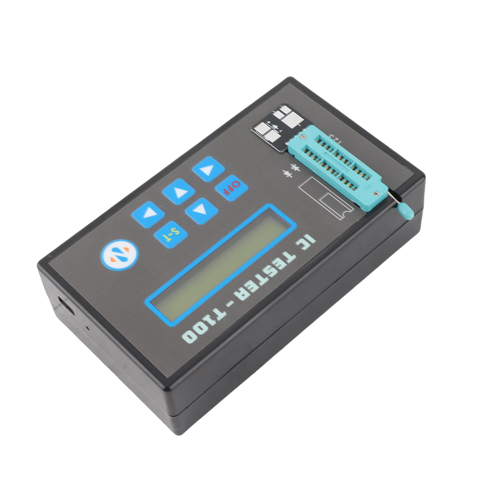 FTVOGUE Tester per Circuiti Integrati, Tester per Chip Multifunzione ABS con 2 Basi, Test Chip Logici Transistor Diodi Amplificatori Operazionali, Strumento Portatile Ricaricabile da 800 MAh per (Un