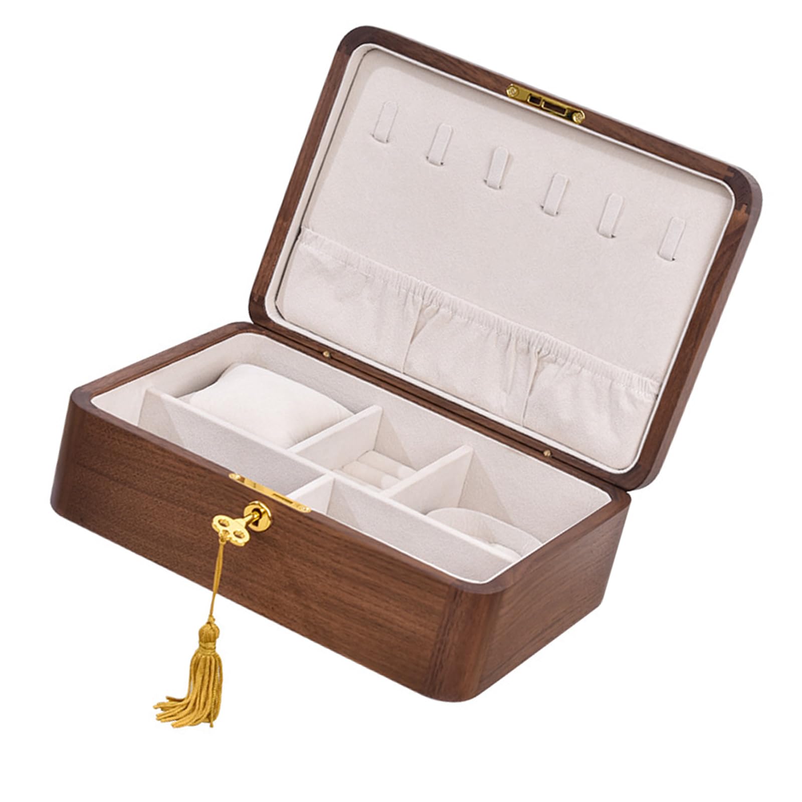 Hsioluted Practical Sturdy Wood Jewelry Storage Casket Portable Accessory for Organizing Various Ornaments Home Organization Table Organizers