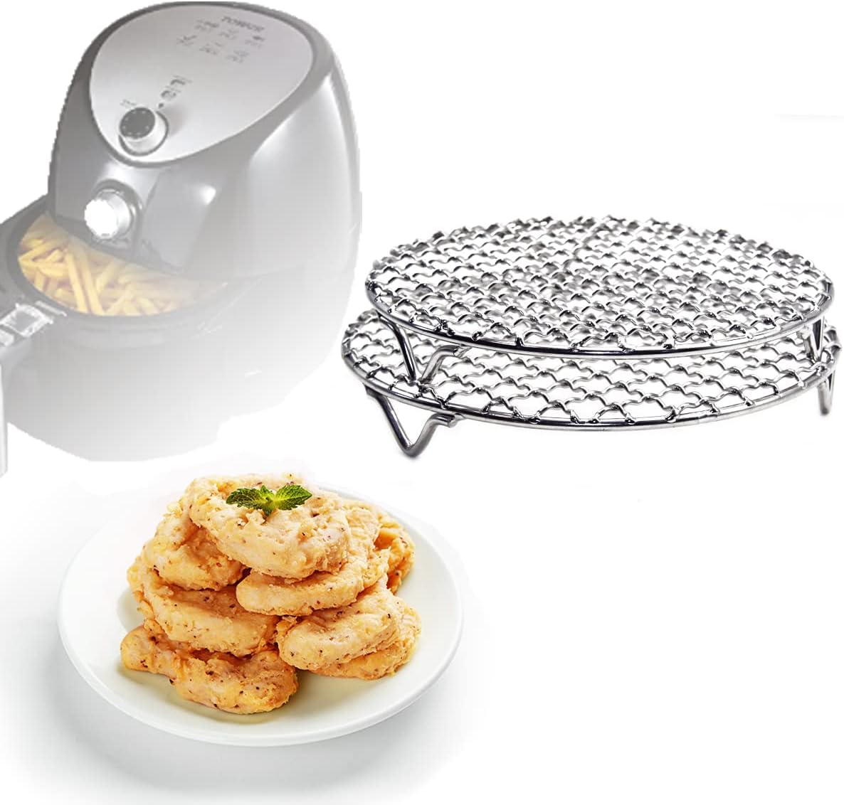 SHUOMAO Rack for Tower Air Fryer,Food Safe 304 Stainless Steel MultiLayer