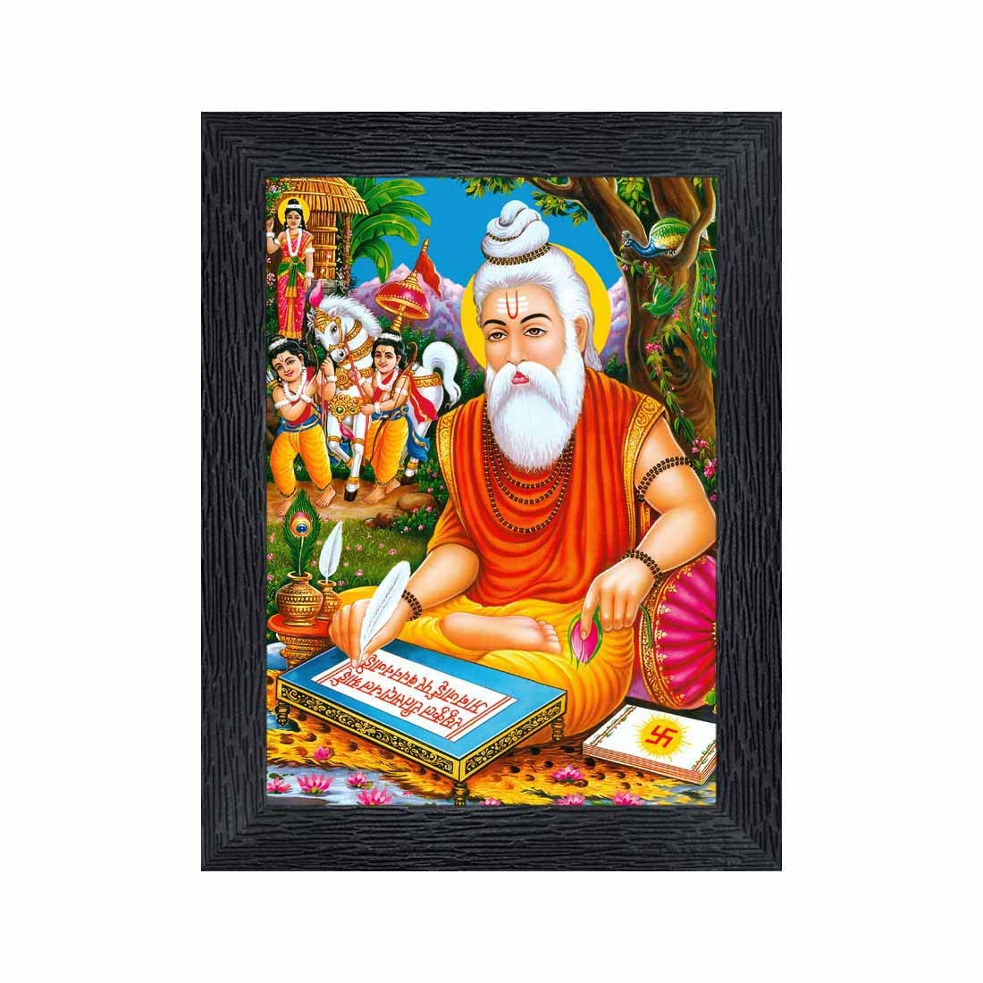 pnf Maharishi Valmiki Religious Wood Photo Frames with Acrylic Sheet (Glass) for Worship/Pooja(photoframe,Multicolour,6x8inch)-22378