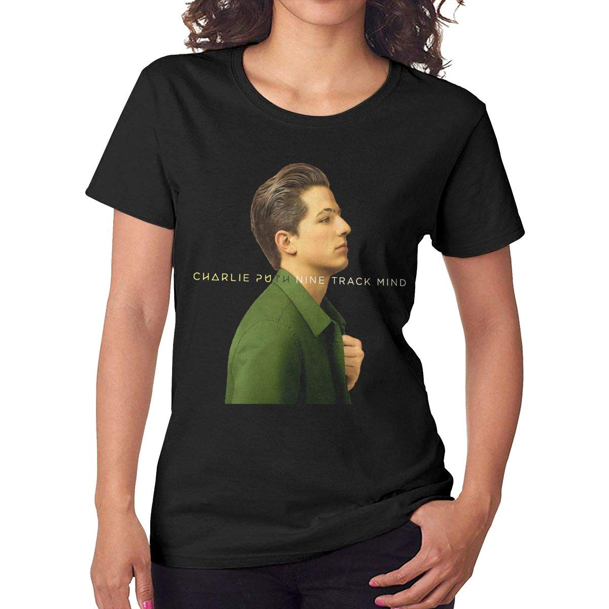 CarterH Women's Charlie Puth Nine Track Mind Tees Black