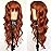 QD-Tizer Ginger Orange Color Loose Wave Hair Replacement Wigs for Fashion Women Heat Resistant Synthetic No Lace Wigs with Full Bangs
