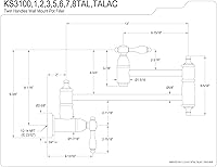 Vista 3 de Kingston Brass KS3105TAL Tudor - Grifo de cocina con relleno de olla de montaje en pared, bronce aceitado