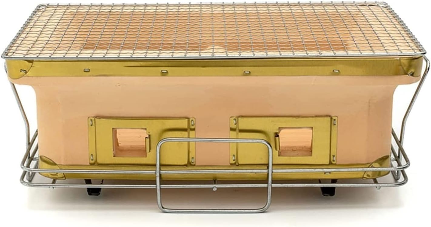 Japanese Ceramic Clay Grill with Food Tong, Rectangular