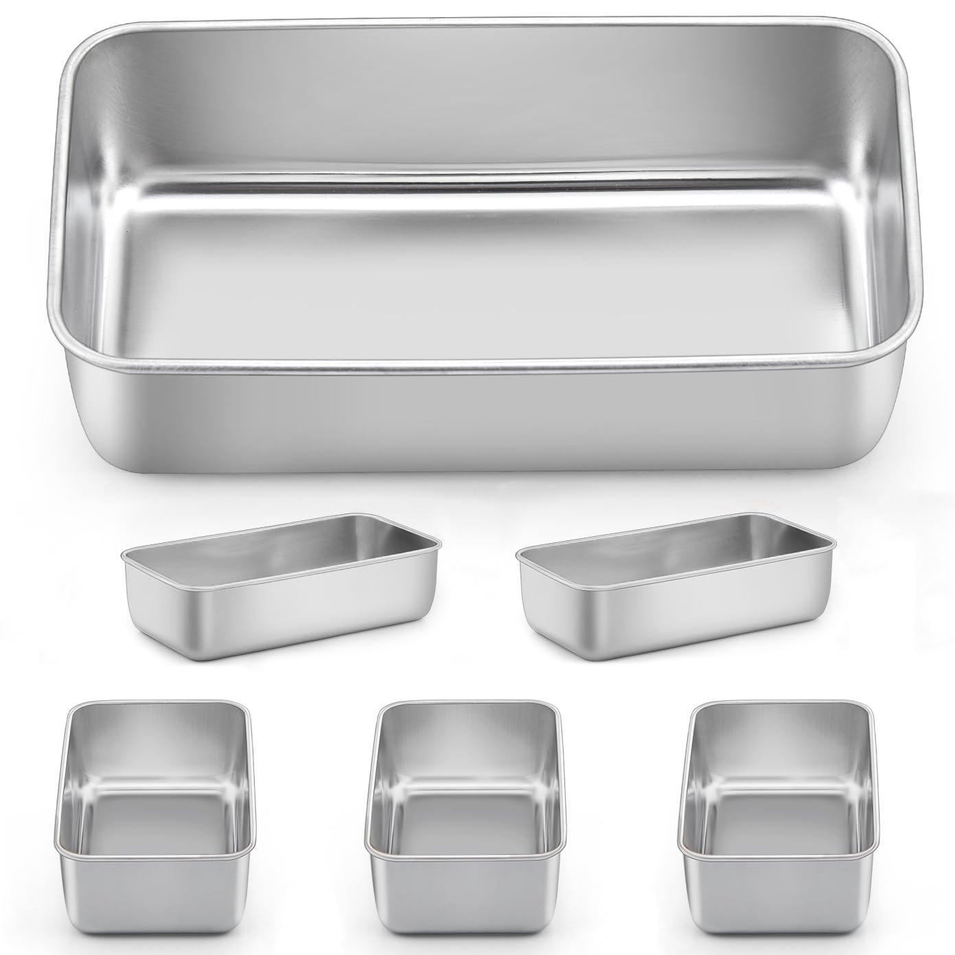 LIANYU 6 Pack Bread Loaf Pans for Baking 9x5 Inch, Stainless Steel Meat Bread Baking Pans, Loaf Tin for Homemade Banana Sandwich Sourdough
