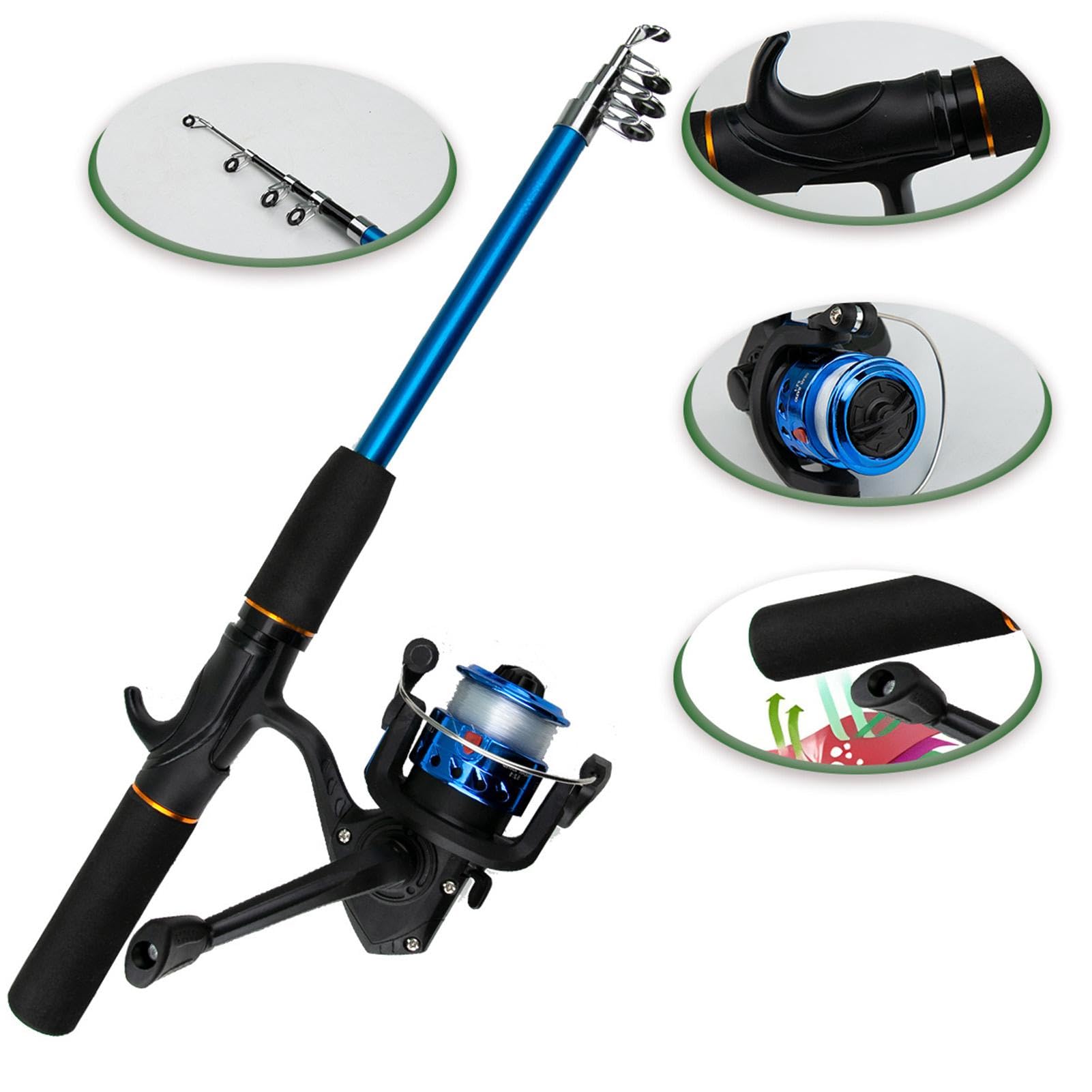 Combo canna da pesca e mulinello,Combo da pesca - Kit completo combo bobina | Mulinelli da spinning, canna da pesca telescopica, borsa da pesca, portatile per acqua salata, acqua, viaggi