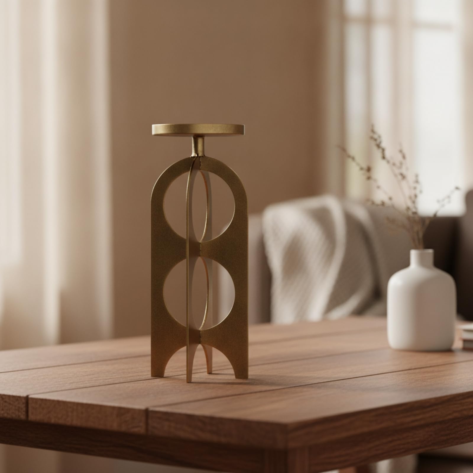 Kerzenständer Kerzenhalter Leuchter Laterne Metall mit Schlankem Offenen Und Harmonischer Form für Edles Ambiente für Sideboard Beistelltisch Empfangsbereich Showroom Dekoration 30cm
