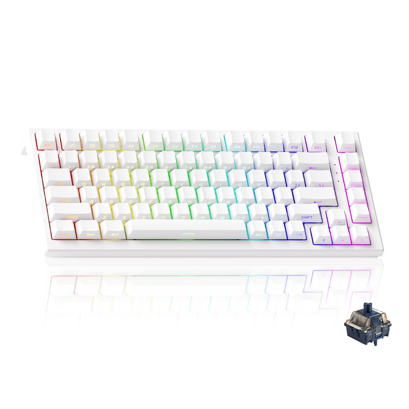 Akko TAC75 Rapid Trigger Gaming Keyboard, 75% Hall Effect Keyboard with Magnetic Switch, Adjustable Response Time, E-Sports, ARGB, PBT Keycaps (Glossy White, Astrolink Switch) Astrolink Magnetschalter white glossy