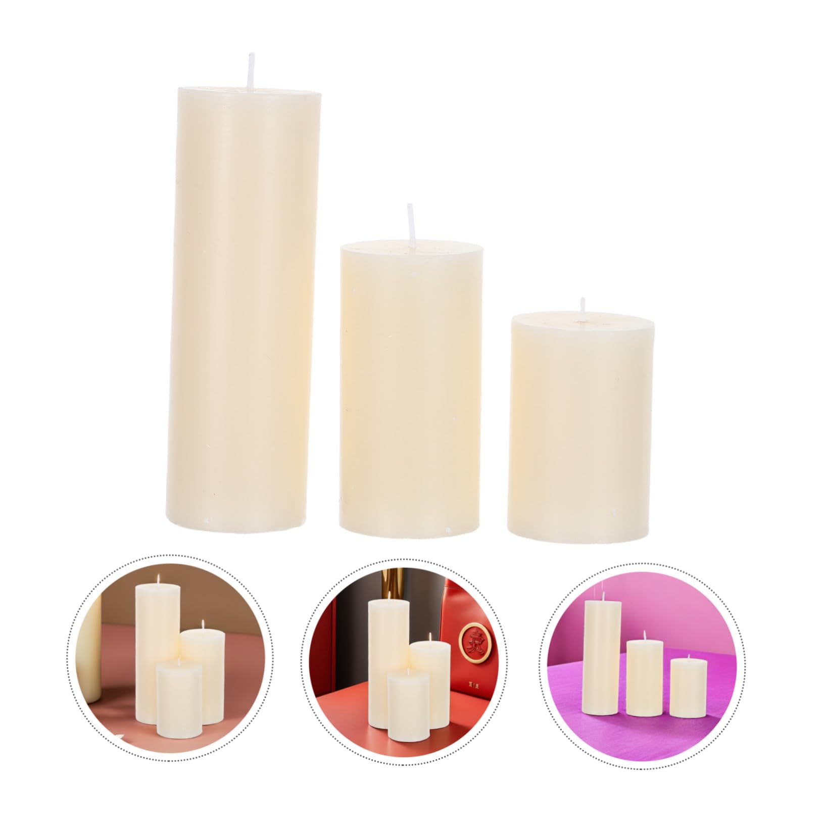 6 Pezzi Candele a Colonna Avorio Cilindriche senza Profumo