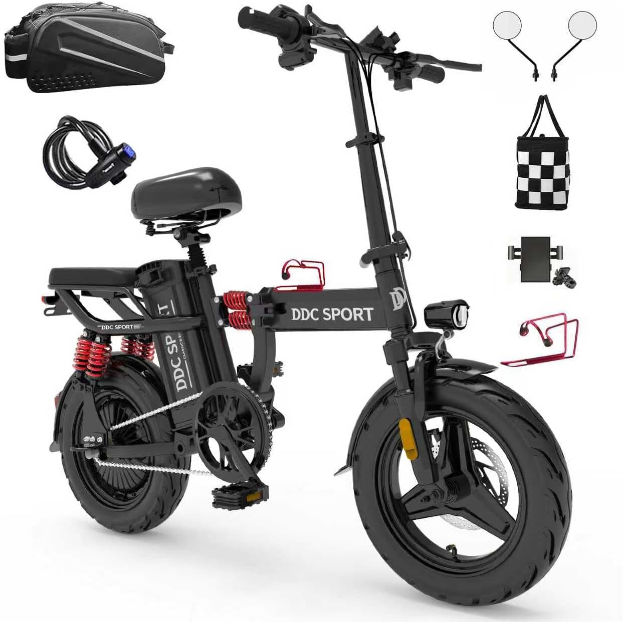 Folding Electric Bike for Adults, Peak 700W Motor 25MPH, 48V 20Ah Removable Battery 40Miles Ebike,14 Inch Adults Electric Bicycles with Multiple Shock Absorption, Lightweight E-Bike
