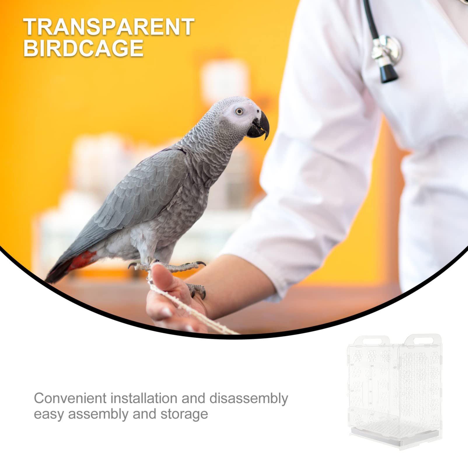 POPETPOP Jaula para Loros De Acrílico Diseño Transparente con Bandeja Ideal para Aves