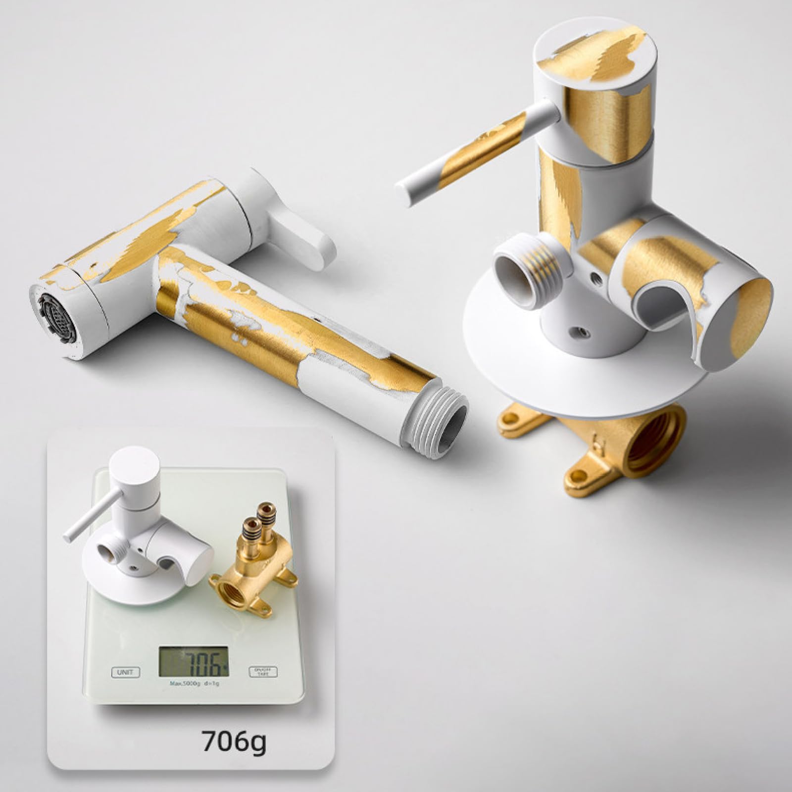 Kit De Rociador De Bidé,Pulverizador Bidé WC Latón Agua Fría Y Caliente Ducha Bidet Adecuado para Higiene Personal,Blanco