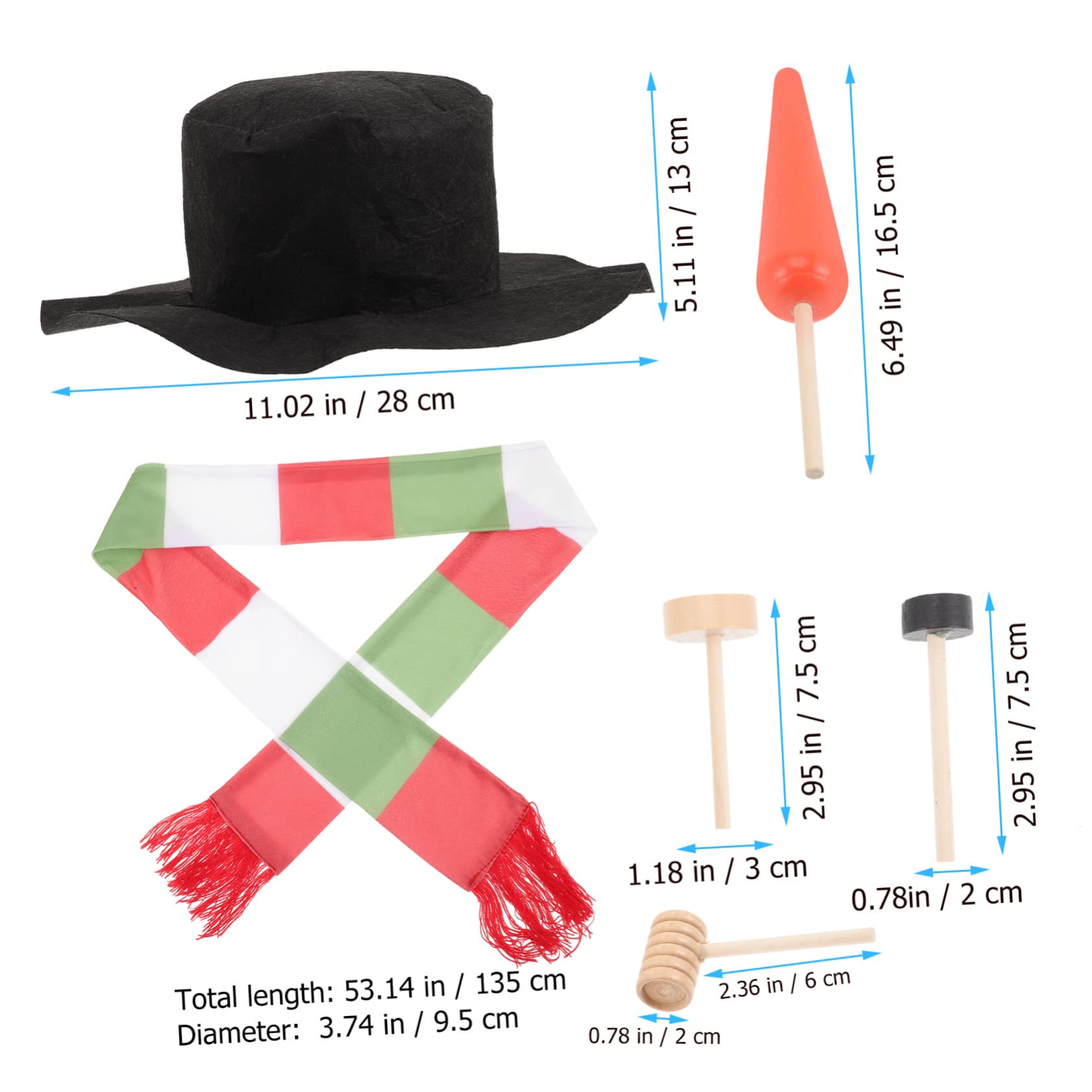 PRETYZOOM 3 Sätze schneemann DIY Material Weihnachtsexplosionen im Freien Schneemann, der Stütze verziert Schneemann-Hut Schneemann-Dekorationswerkzeug Schneemann Macht Requisiten hölzern