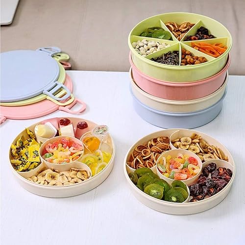 Miniatura 10 de DOITOOL Bandeja decorativa para servir nueces de caramelo, bandeja de doble capa para servir aperitivos con tapa, bandeja de aperitivos de postres