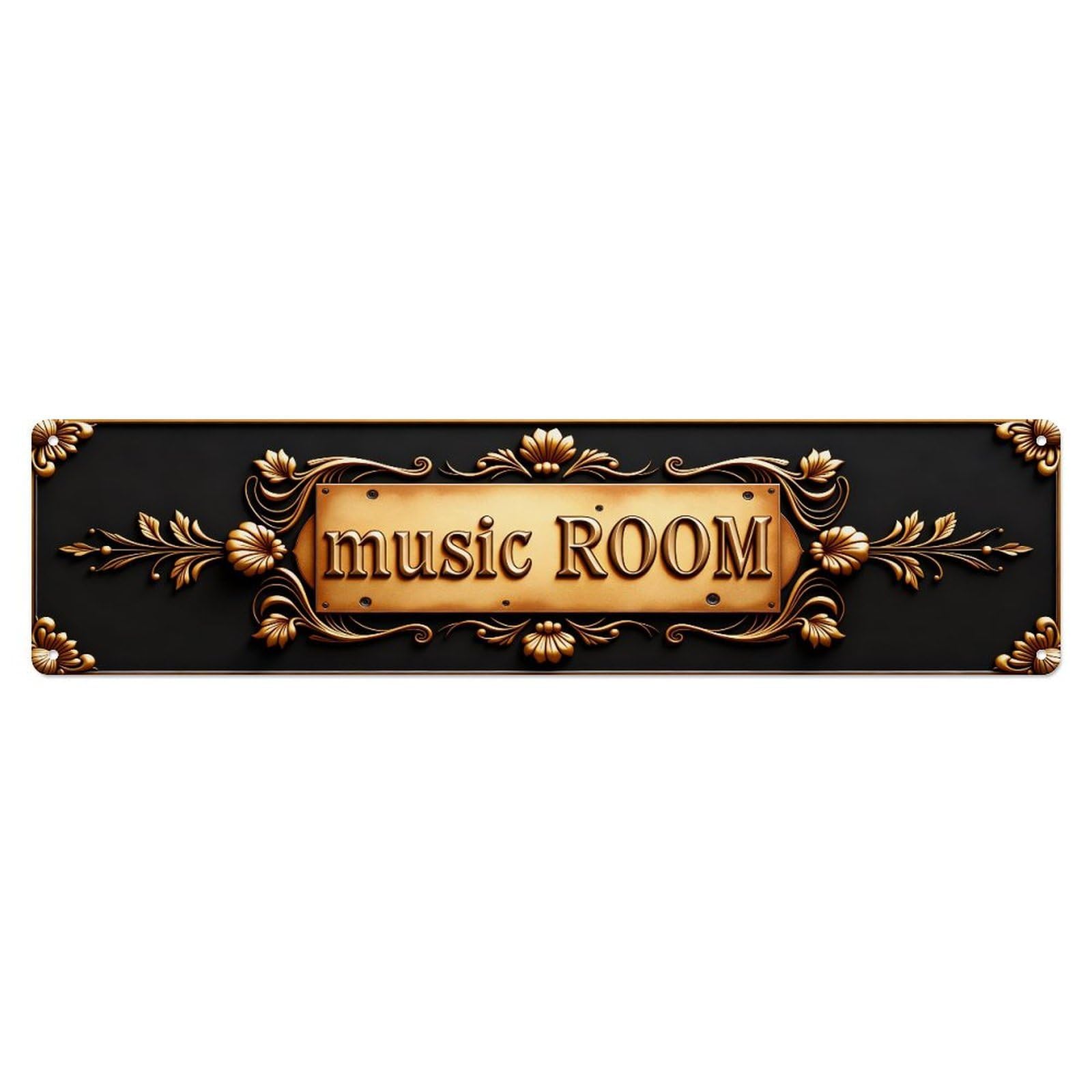 Golden Ornate Music Room Sign Metal Tin Sign Plaque