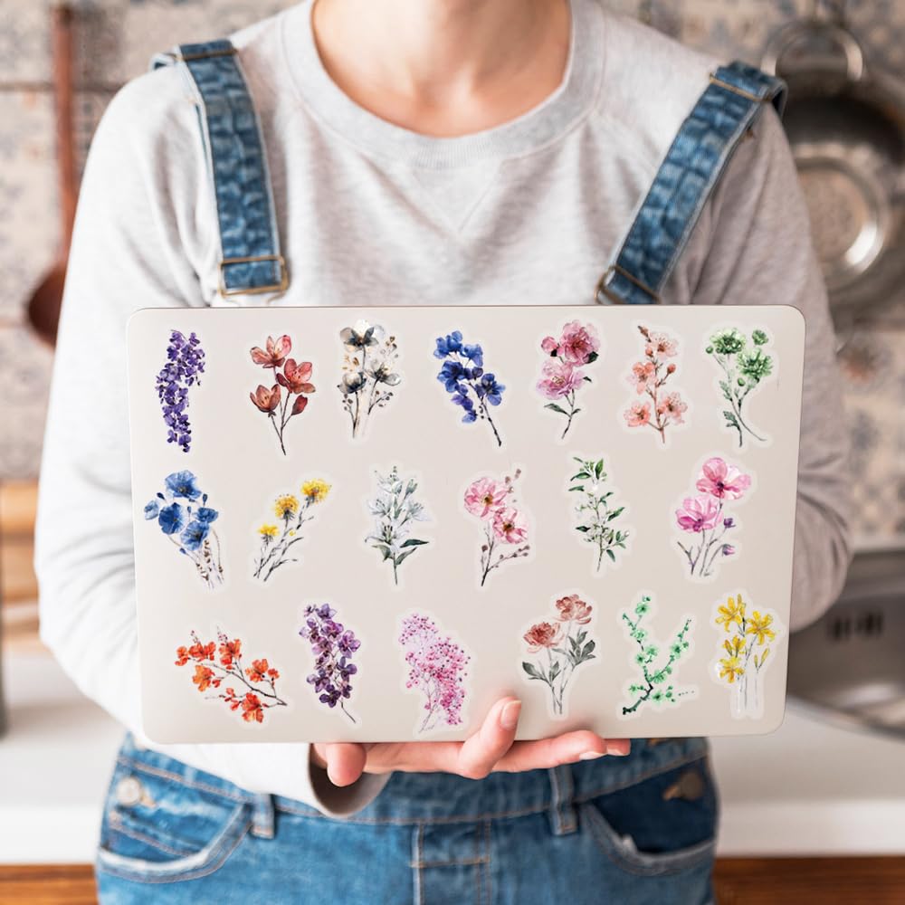 HMCEY 100 Piezas Pegatinas Flores Transparentes,Stickers Scrapbooking Flores,Journaling Stickers Aesthetic Bullet Journal,Pegatinas Decorativas Album Fotos para Planificador, Calendario, Cuadernos — view 6