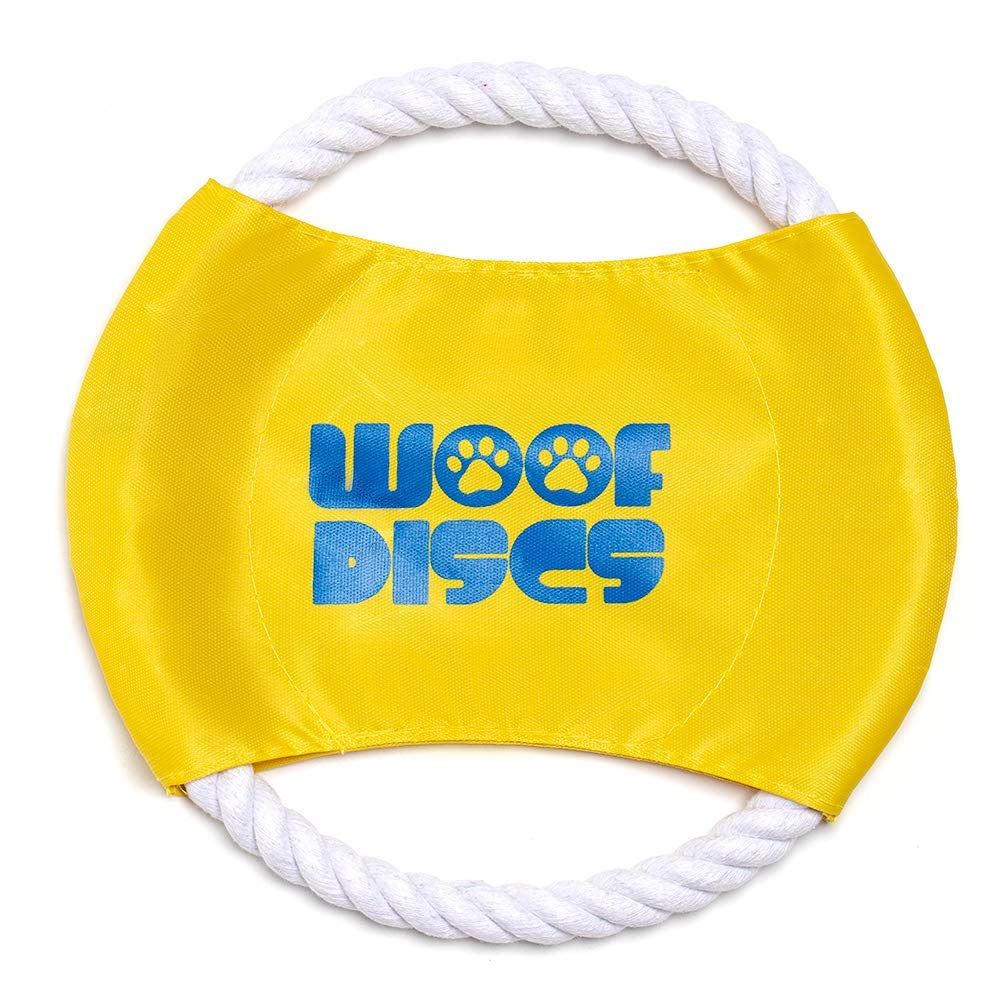 Woof Discs - Flying Rope Disc, Chewing Frisbee (Yellow)