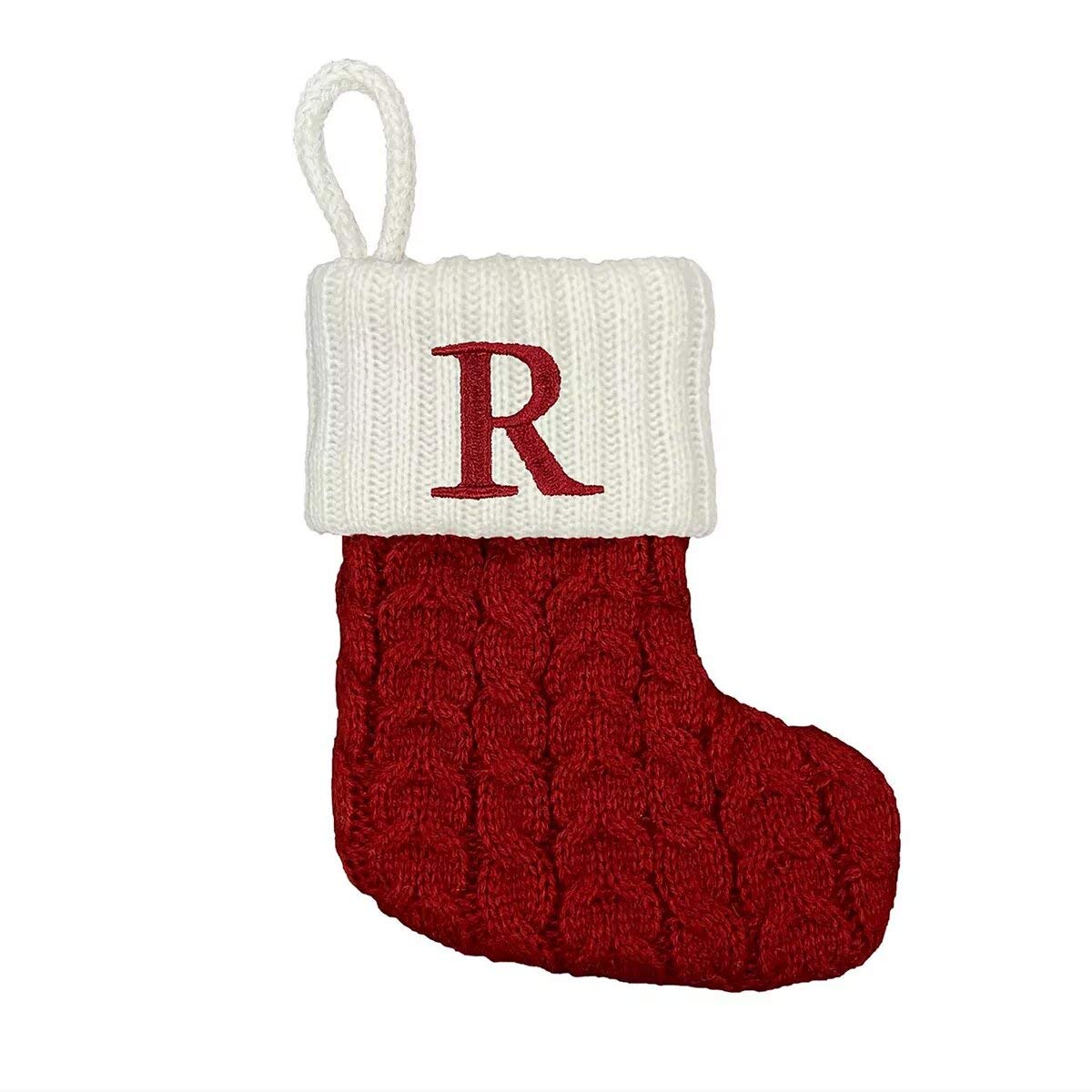 St. Nicholas Square Mini 7-in Knit Monogram Christmas Stocking, Letter R