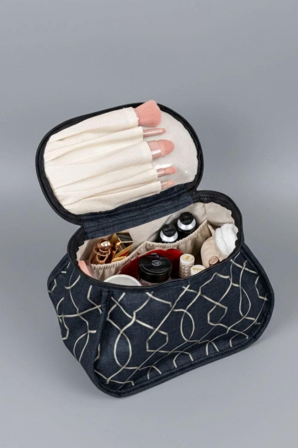Orret Home Keçe Makyaj Organizer Çantası, Fermuarlı Kozmetik Organizeri, Valiz Tipi Keçe Makyaj Çantası, Seyahat İçin Kozmetik Düzenleyici (Elegant)