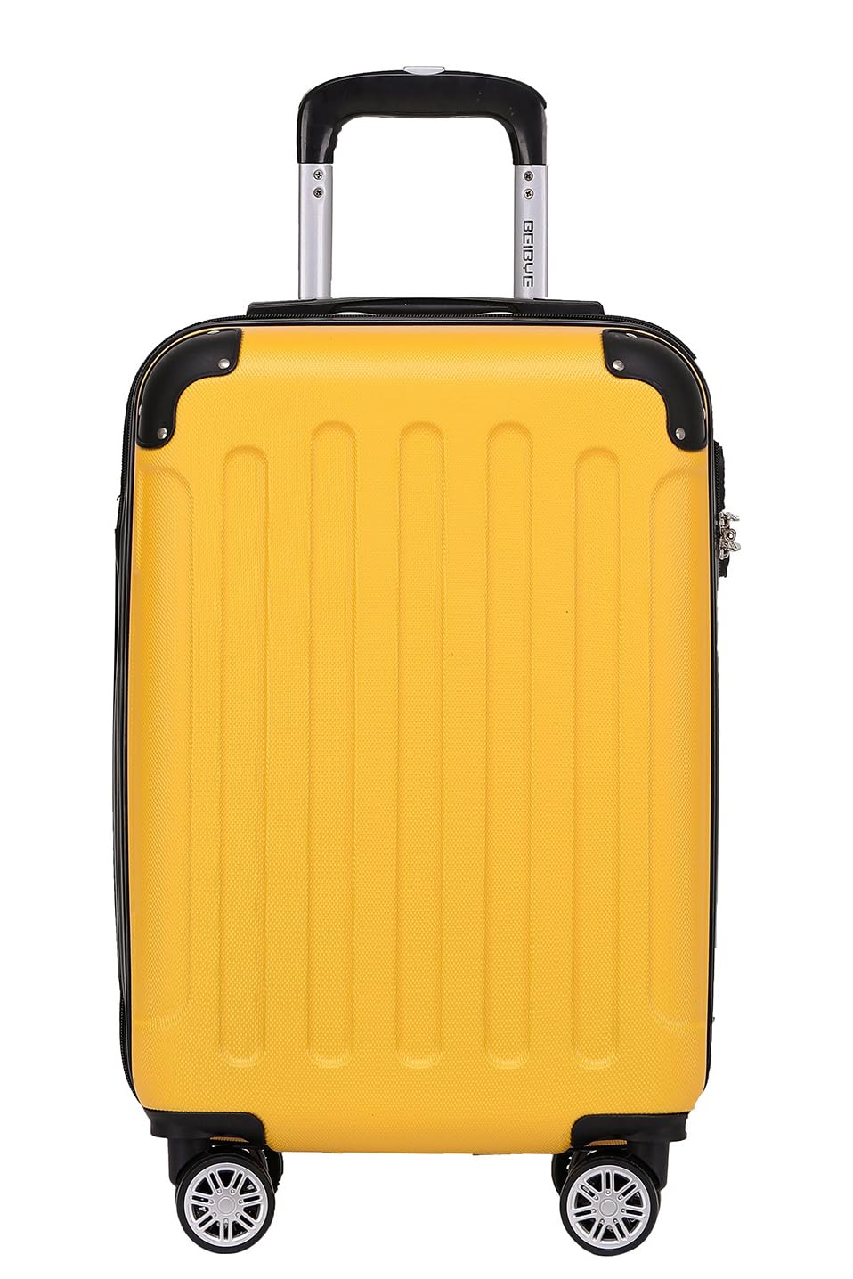 BEIBYE- Hartschalenkoffer Koffer Trolley Rollkoffer Reisekoffer Zahlenschloß 4 Zwilings-Rollen (Yellow, Small-55cm)