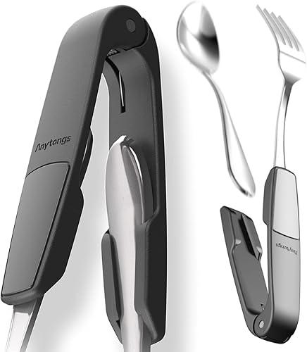 Anytongs - Como se ve en Shark Tank - Convierte los utensilios para comer en pinzas versátiles (paquete de 2, negro)