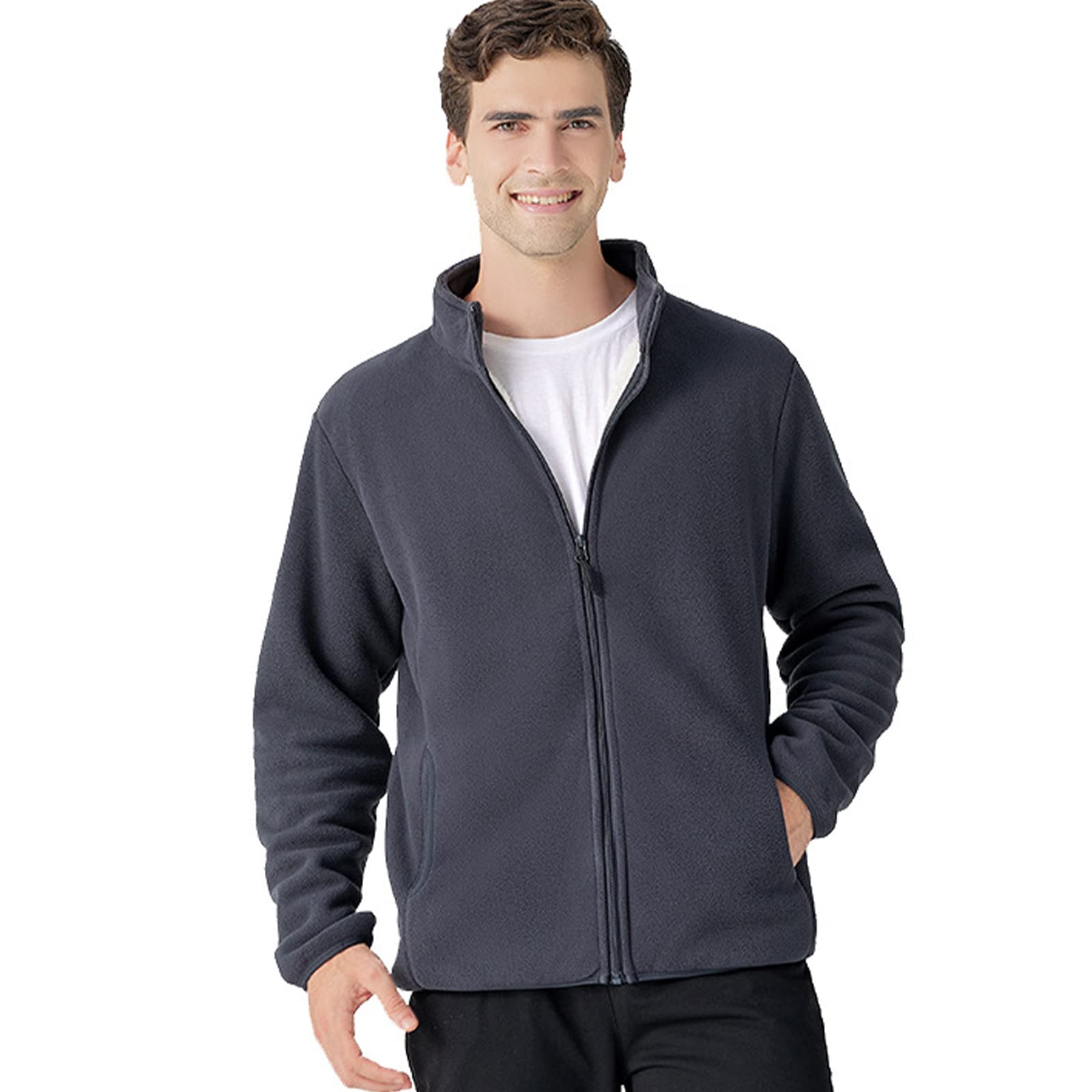 HB1 Chaqueta de Forro Polar para Hombre, Abrigo Grueso para Acampar al Aire Libre, Abrigo para Turismo, Escalada de Montaña, Ropa de Abrigo con Cuello Alto