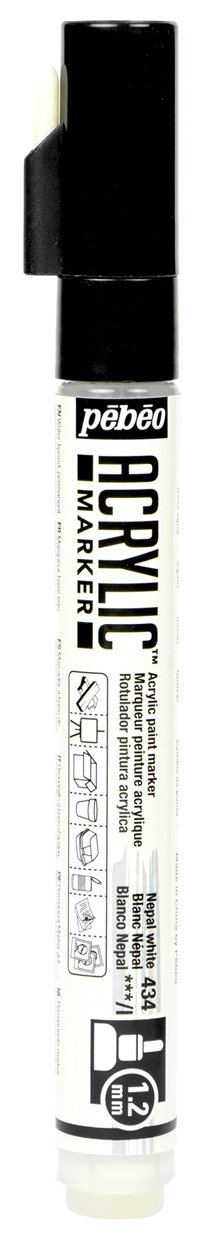 Marqueur Acrylique Pébéo Pointe Ronde 4mm - Blanc - Permanent Multi-Supports (Toile, Bois, Pierre, Métal...)
