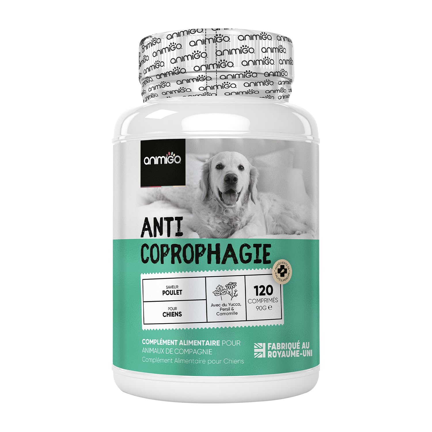 Anti Coprophagie Chien - 120 Comprimés Goût Poulet - Empêche Ingestion de Crottes, Confort Digestif, Haleine Fraîche - Enrichi en Yucca, Camomille, Persil, Probiotiques Chien & Enzymes Digestives