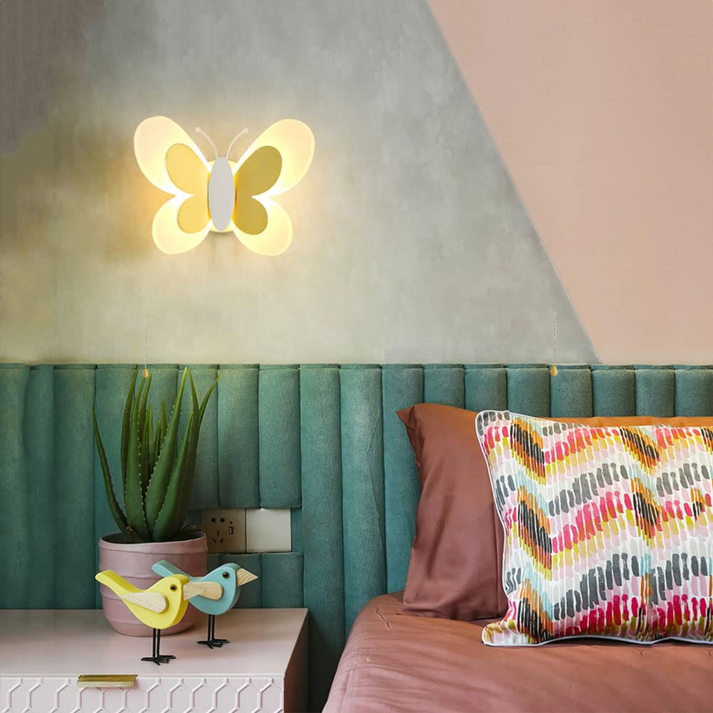 Lámpara de pared para habitación infantil Lámpara de pared de mariposa regulable con control remoto Lámpara de noche de dibujos animados Iluminación de pared decorativa moderna Lámpara para niños de
