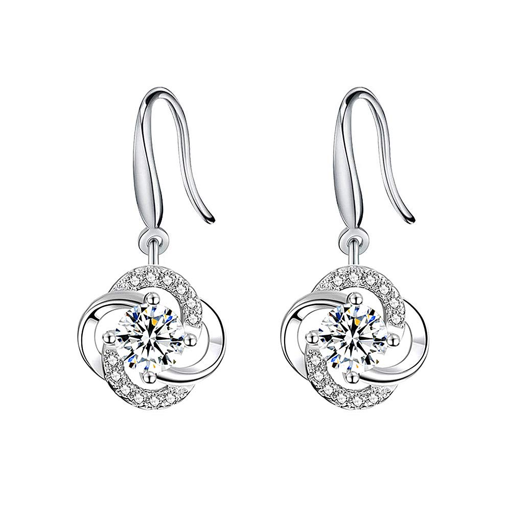 CHERUBIC Orecchini Donna Quadrifoglio In Argento 925 Con Zirconia Cubica AAA