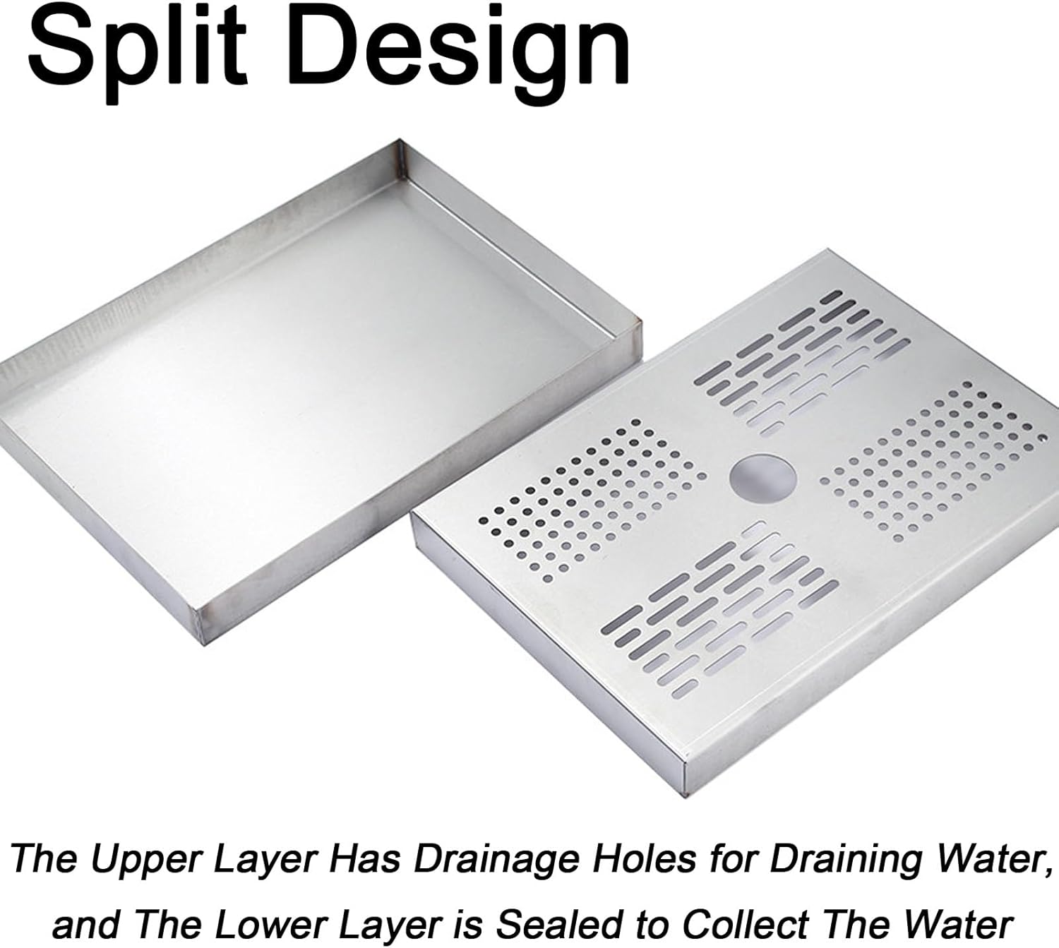 Metal Drip Pan, Stainless Steel Oil Drain Pan with Drain Hole, Beer Drip Tray, Suitable for Restaurants, Tea Rooms, Bars(45x30x4cm/18x12x2in)