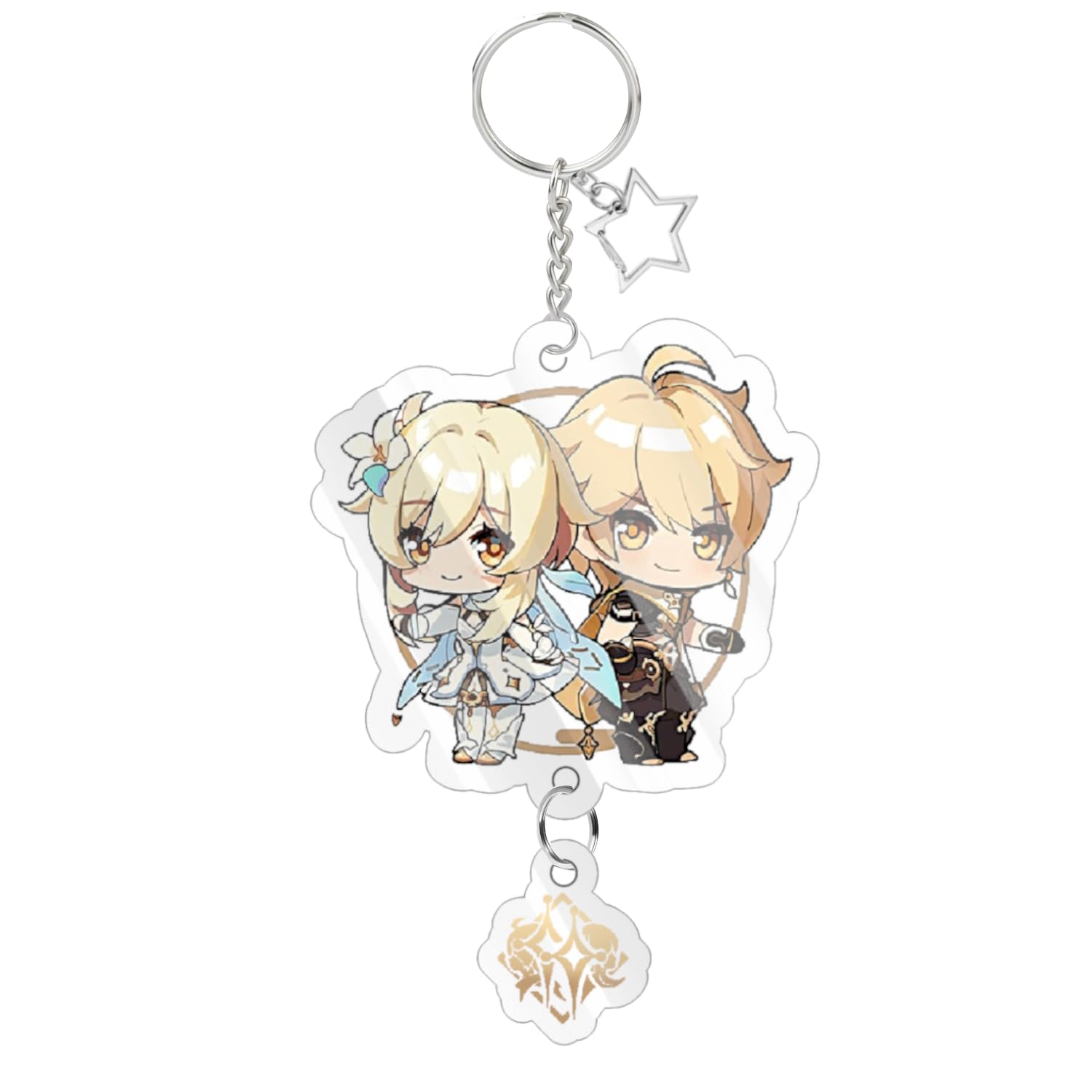 careflection Genshin Impact Cute Traveler Outlander Chibi Game Acrylic Keychain Japanese Anime Cartoon Key Charm Rings-picture-10