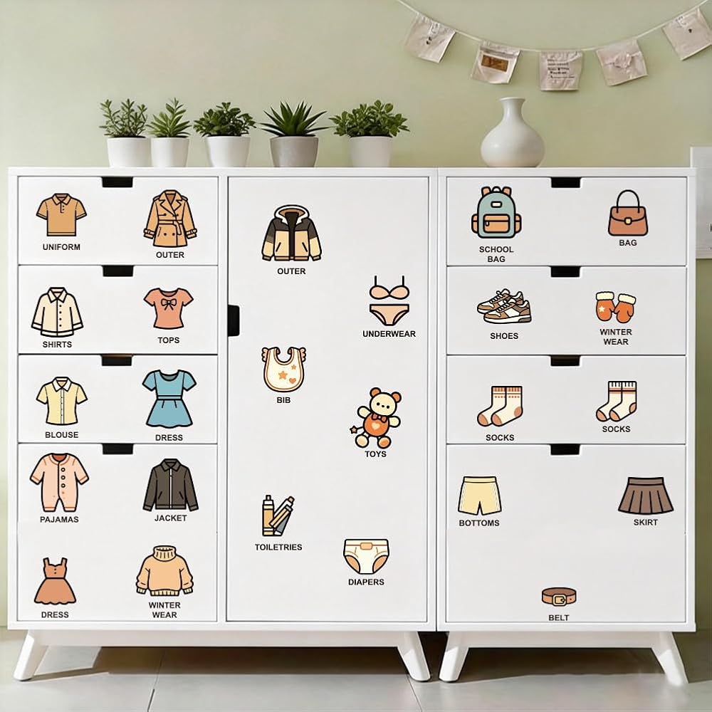 25Pcs Dresser Clothing Stickers Clothes Drawer Labels Organizer — 사진 1
