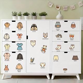 25Pcs Dresser Clothing Stickers Clothes Drawer Labels Organizer