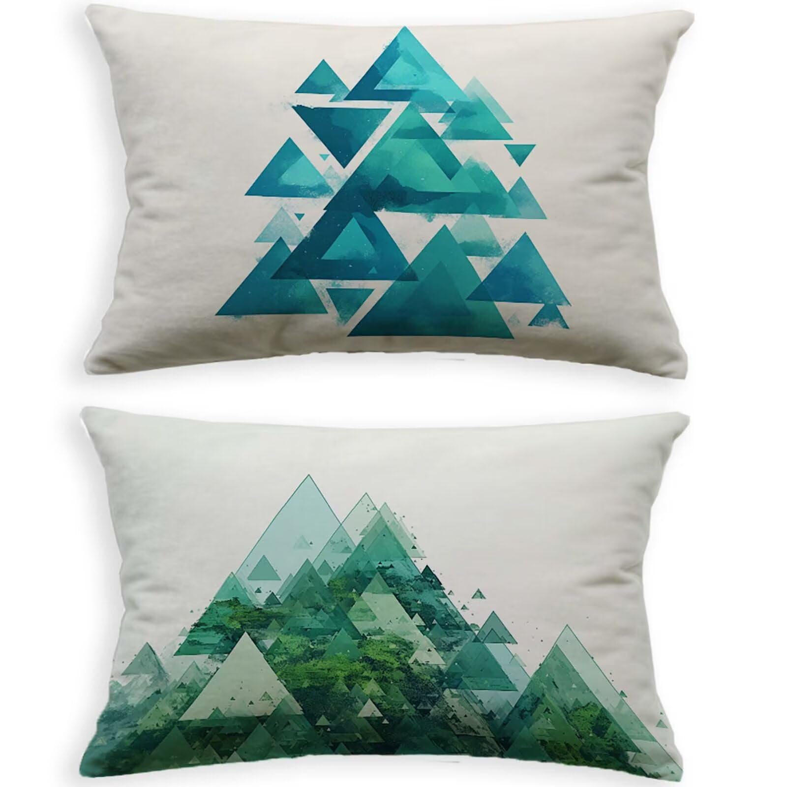 Housse de coussin crème 60x80cm en velours géométrique pour canapé (Lot de 2) - O-241B