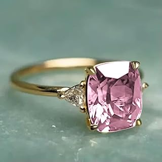 Anillo de Boda de Plata 925 con circonita cúbica de Corte Cuadrado, Tallas 6-10-8, Color Rosa