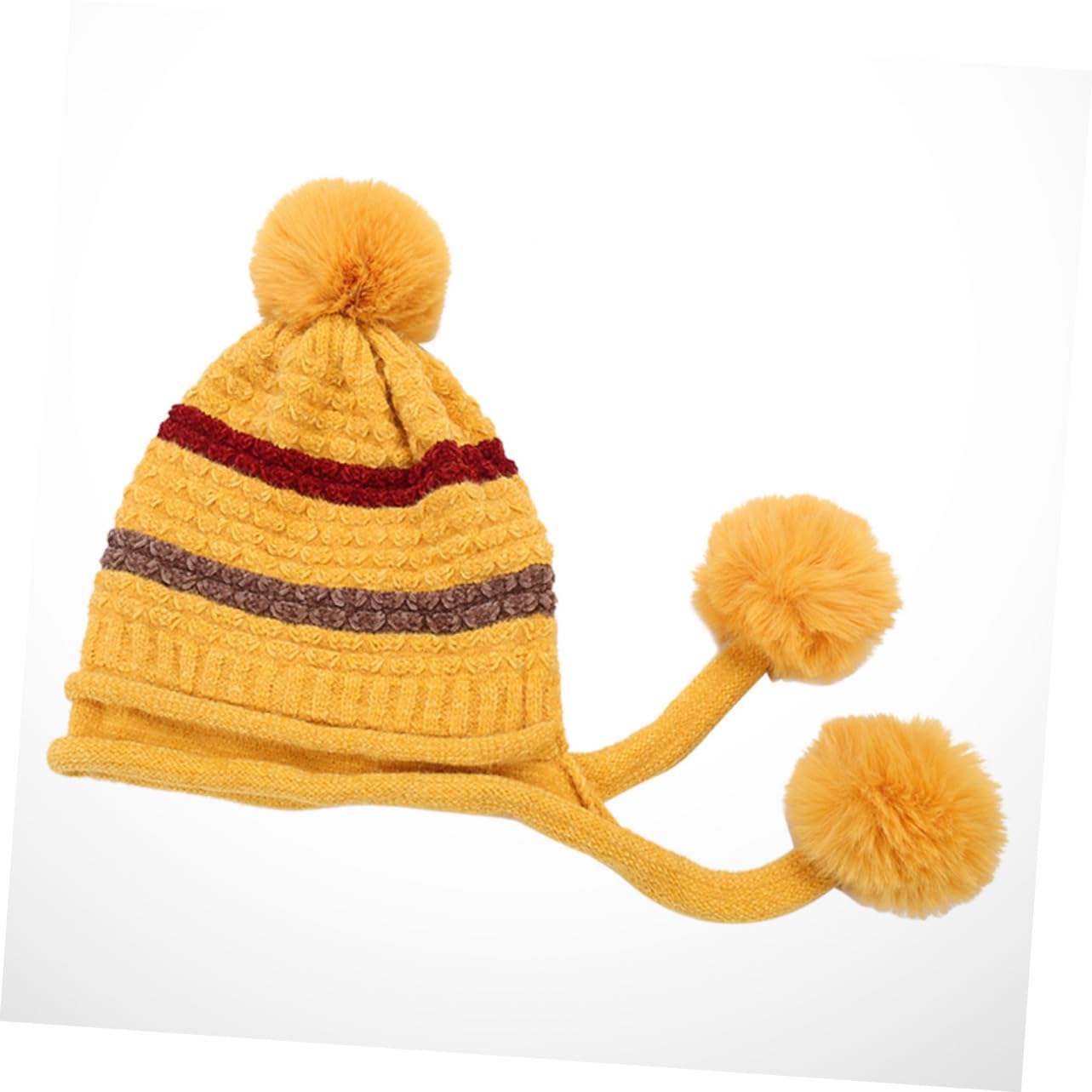 SHERCHPRY 2piezas Gorro De Lana Para Mujer Pompones Cálido y Cómodo Para Actividades Al Aire Invierno Color Amarillo Único