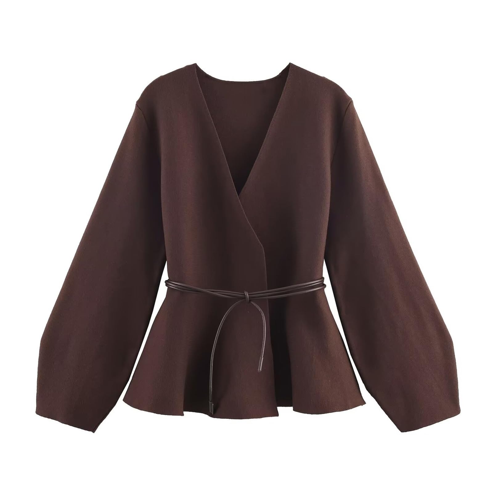 Womens Casual Belted Cardigan Sweater Oversized Long Sleeve Knit V-Neck Wrap Jacket Dressy Work 2025 Coatigan