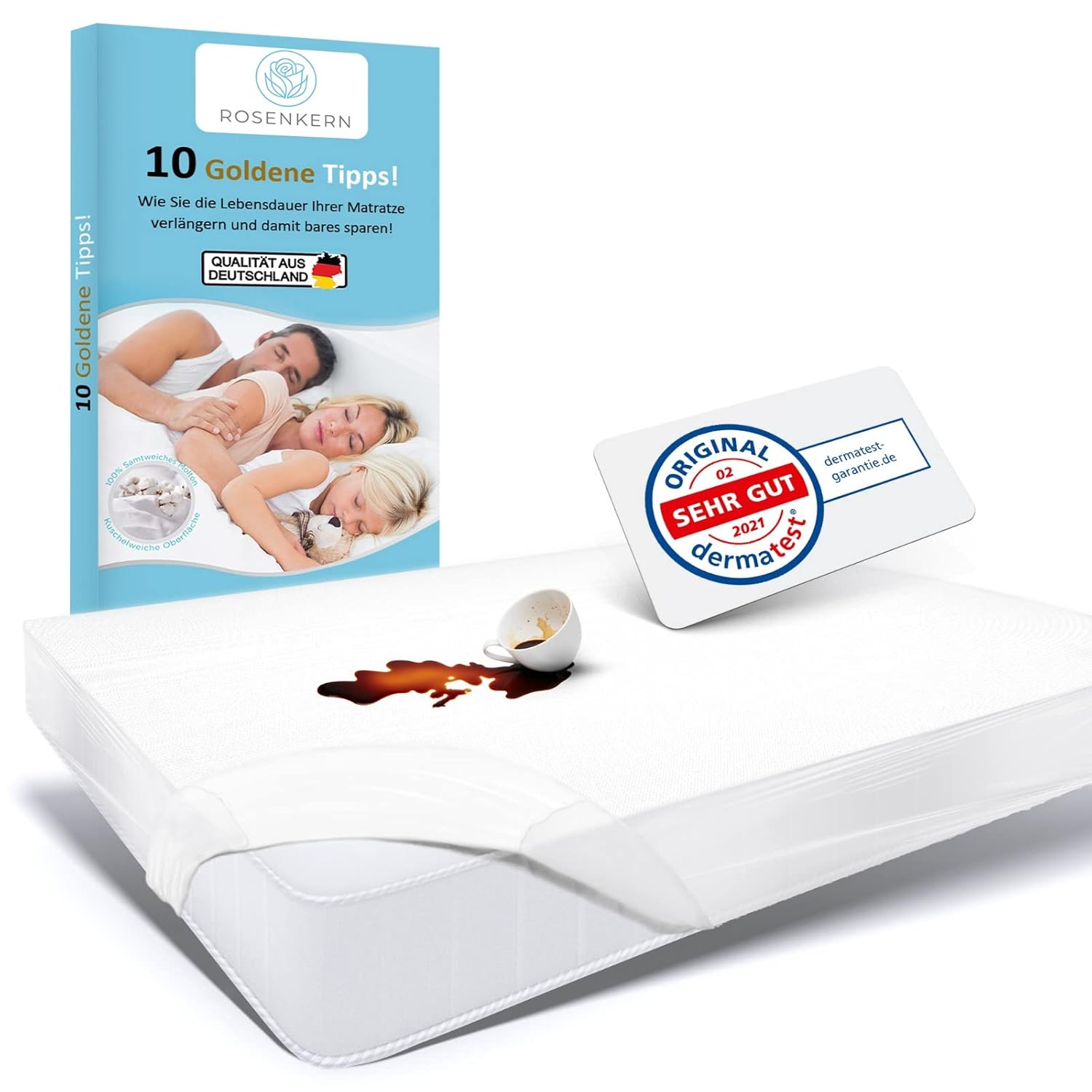 Rosenkern® Matratzenschoner 200×220 Wasserdicht – Qualität aus Deutschland – Nässeschutz – Atmungsaktiv & Geräuscharm – Matratzenauflage…