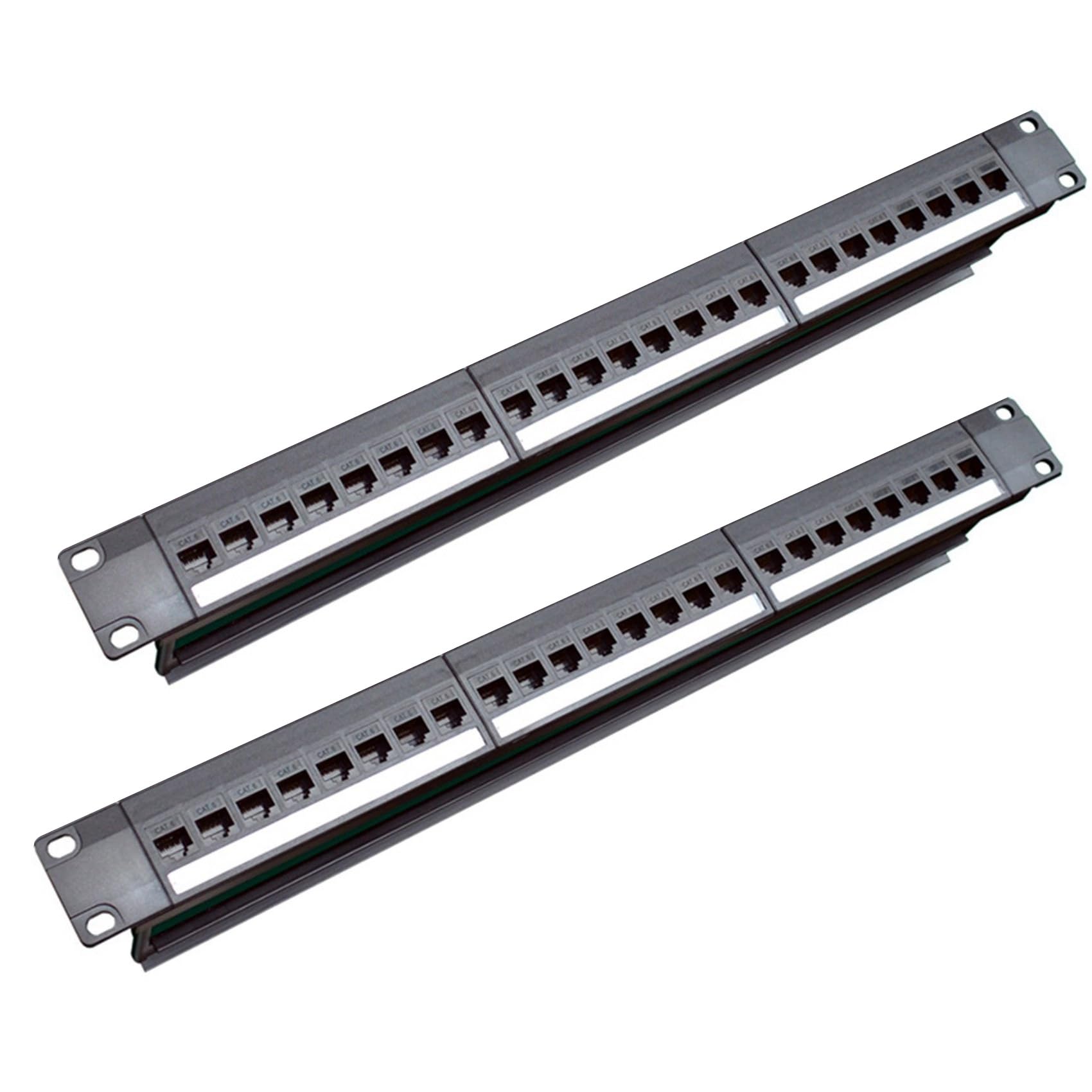 2 x 19-1U szafka-przejście szafy, 24-portowy panel krosowy CAT6, złącze kontaktowe RJ45 (RJ45), modułowa ramka