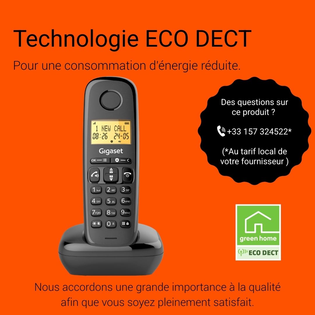 Gigaset Start 120 - Téléphone DECT, Blocage d’appels, Écran rétroéclairé de 1,5", appels Mains Libres, Liste de Contacts VIP, Jusqu'à 11 Heures d'autonomie, Anthracite [Version Française] - 5