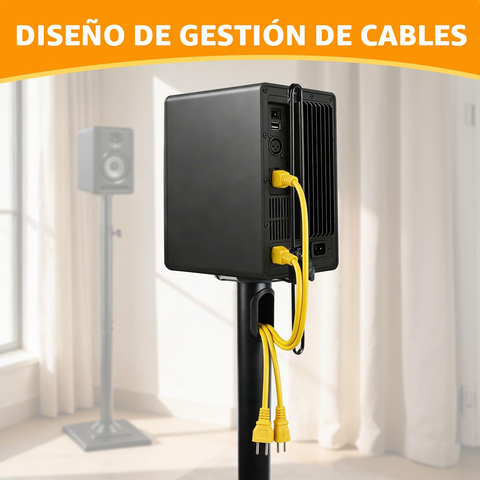2 Piezas Soporte Altavoces, Soporte de Altavoz de Altura Regulable | Soporte de Altavoz Fabricado en Aleación de Acero Negro, Altura Máxima 106 cm