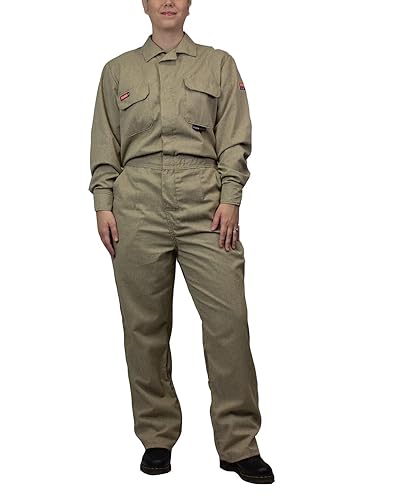 NATIONAL SAFETY APPAREL Overol estándar para mujer, caqui, 2XL