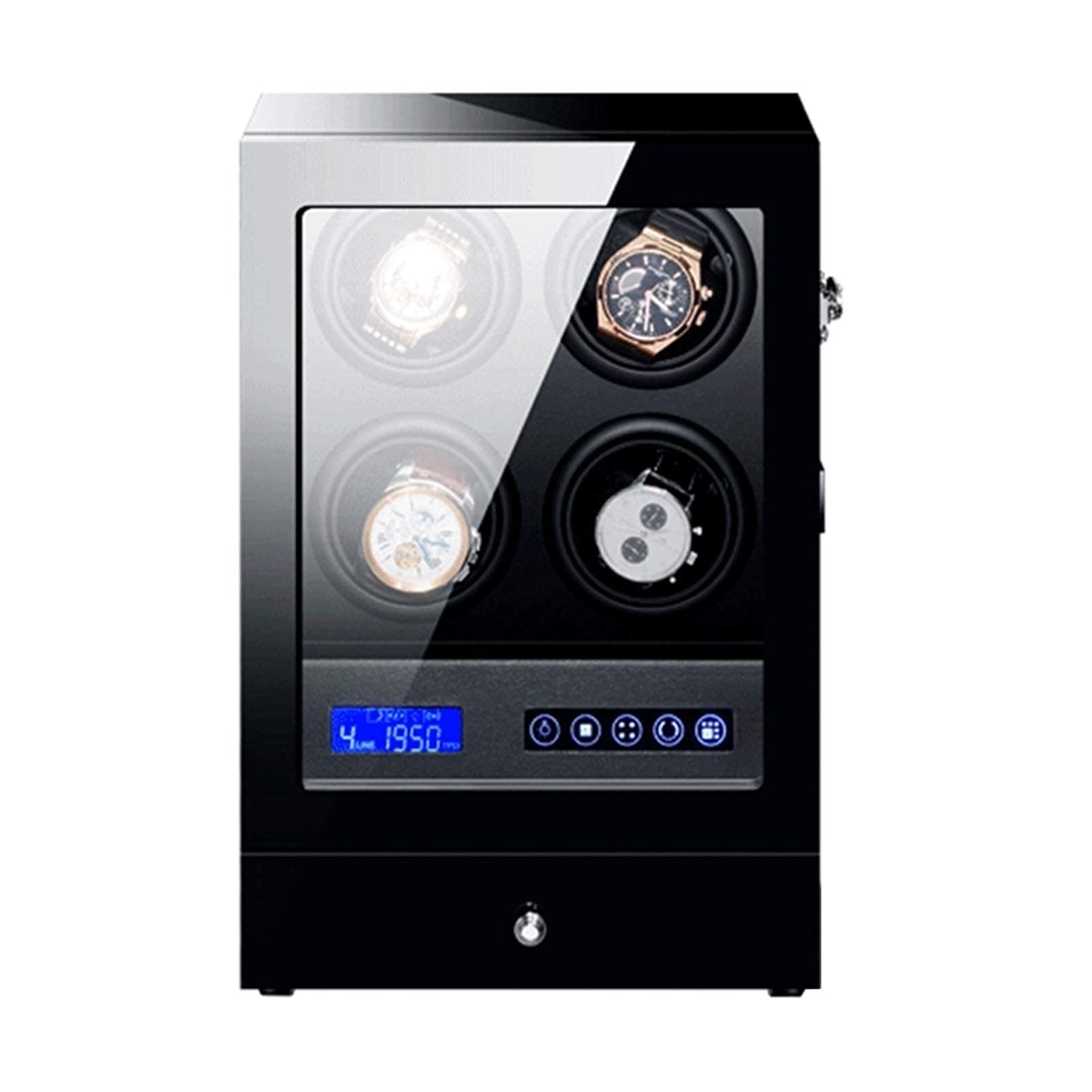 MYUYEE Watch Winder Watch Winder For 4 Automatic Watches With Led Backlight Storage Drawer Lcd Touch Screen Display Light Quiet Motor Piano Watch Winder