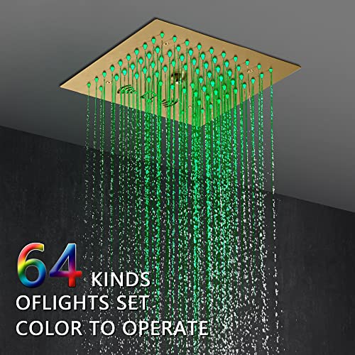 Cascada Luxury 12” Music LED shower system with built-in Bluetooth Speakers, 4 funciones (Cascada, Niebla, Jets de cuerpo y Duchador de mano) y Control Remoto 64 luces LED (Negro Mate) miniatura 2