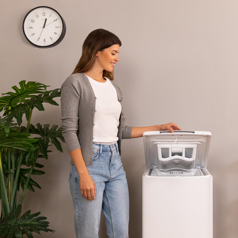 Cecotec Lavadora de Carga Superior de 8Kg Bolero DressCode Top Max 80 Inverter A. 1900W, 1300 rpm Programables, 16 Programas, Bajo Consumo, Motor Inverter Plus, Limpieza a Vapor, DelayStart