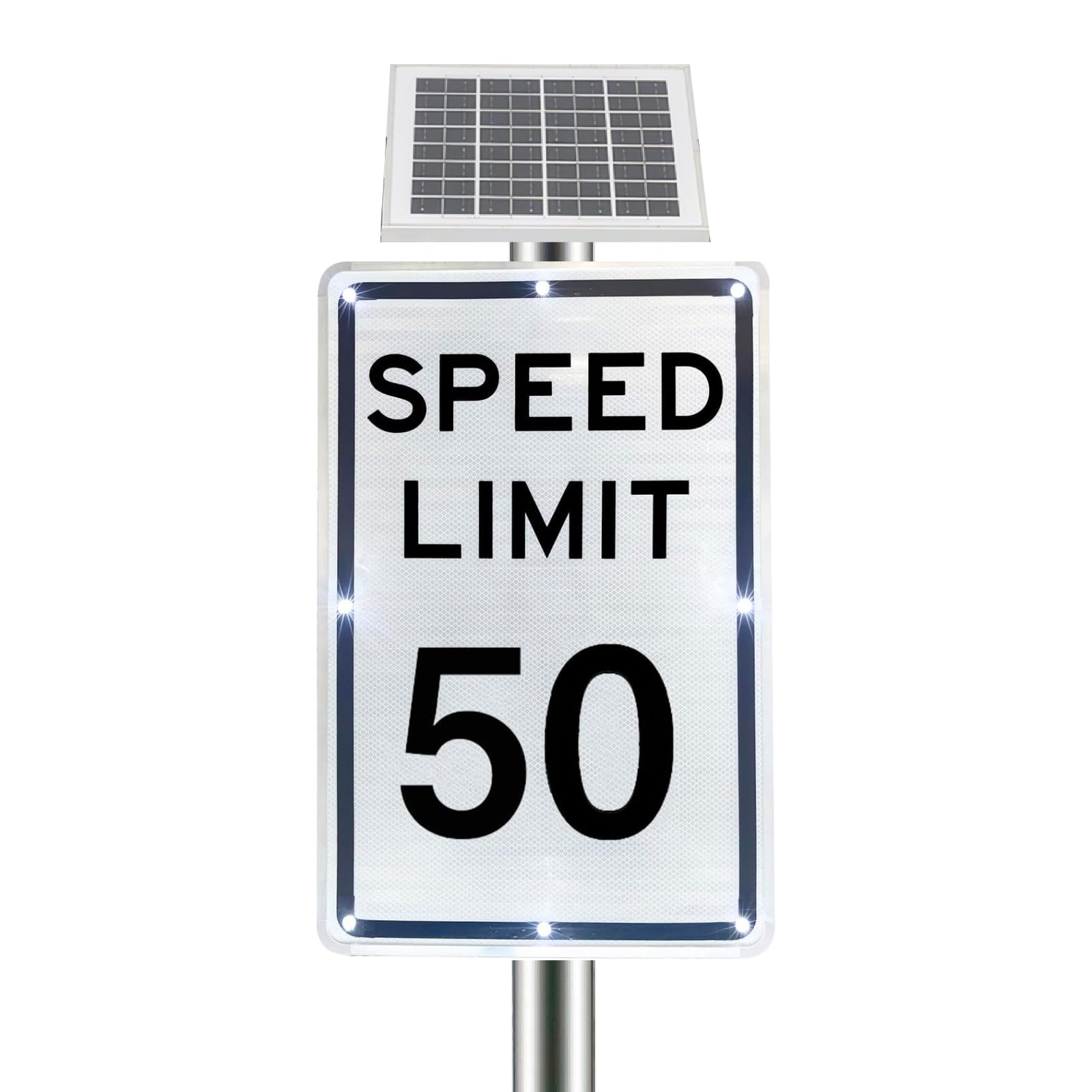 Cartel Solar Flash de Límite de Velocidad 5-95 mph, 45x60 cm, Cartel Exterior, Cartel de Calmado de Tráfico, Números Personalizables, Alta Visibilidad Día/Noche, para Carreteras, Escuelas 50