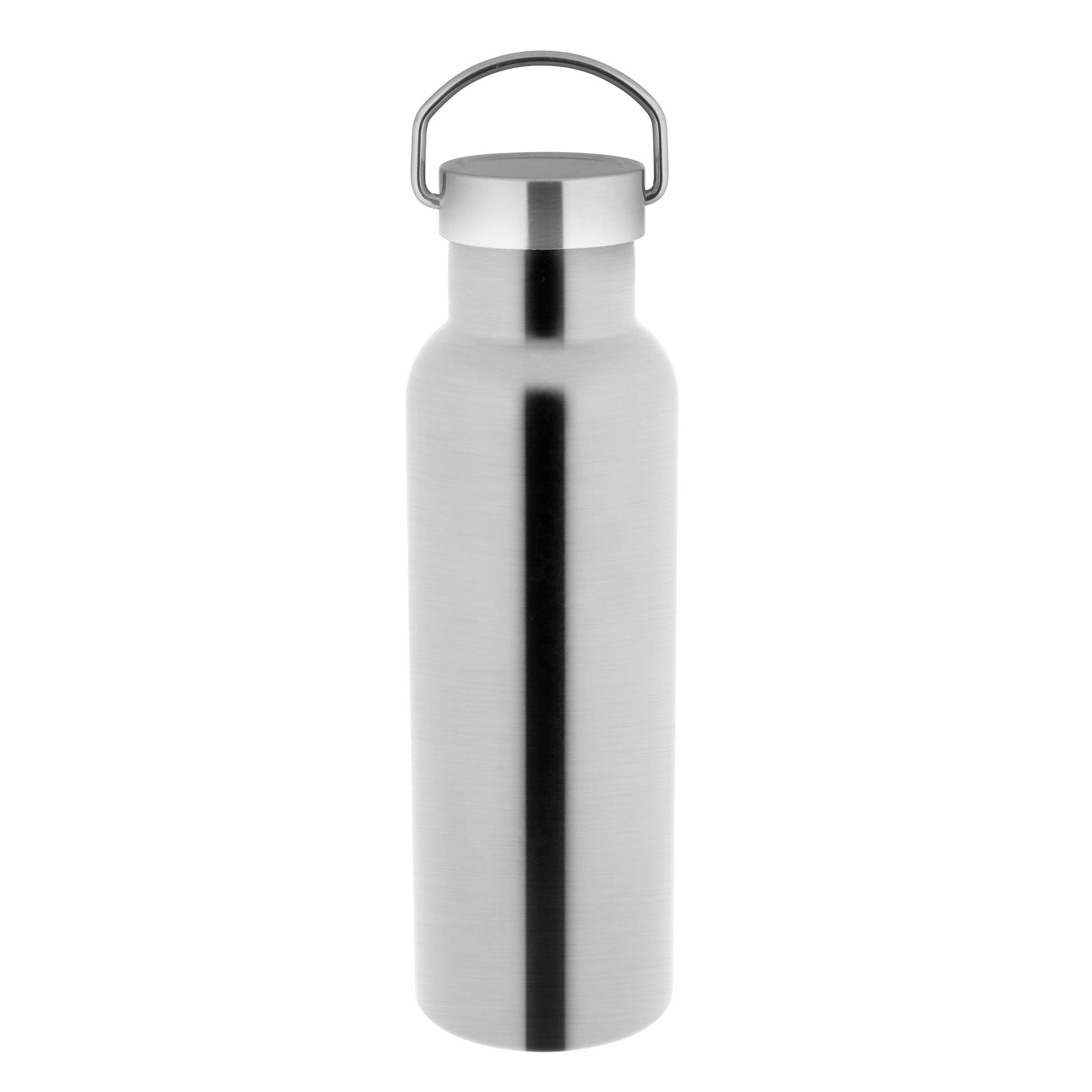 axentia Trinkflasche St. Moritz aus Edelstahl [Ø 7,3 cm x H: 25 cm], Thermosflasche für Warm- und Kaltgetränke, Isolierflasche mit Edelstahldeckel, Volumen: ca. 600 ml